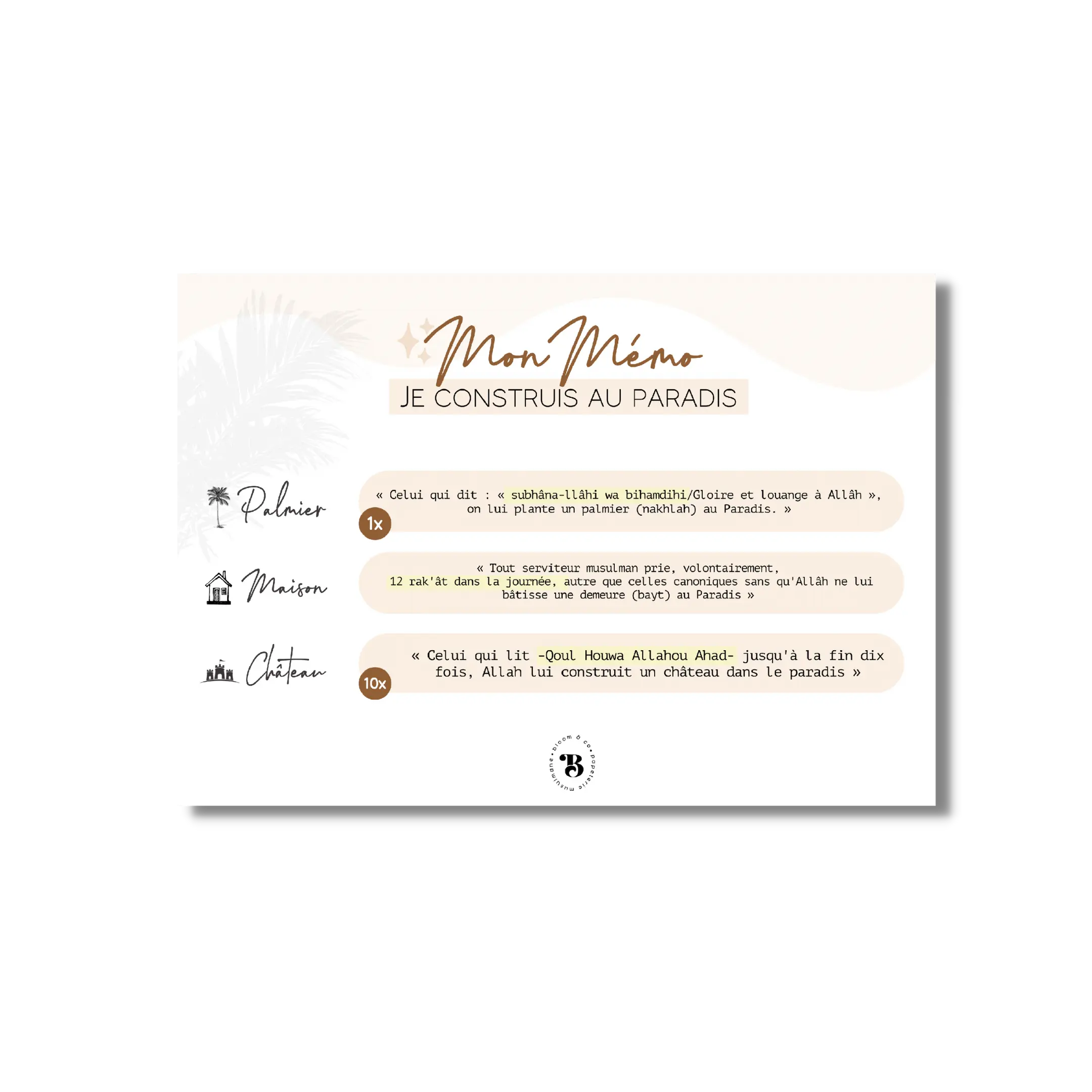 Mémo : Je construis au Paradis Bloom & co papeterie