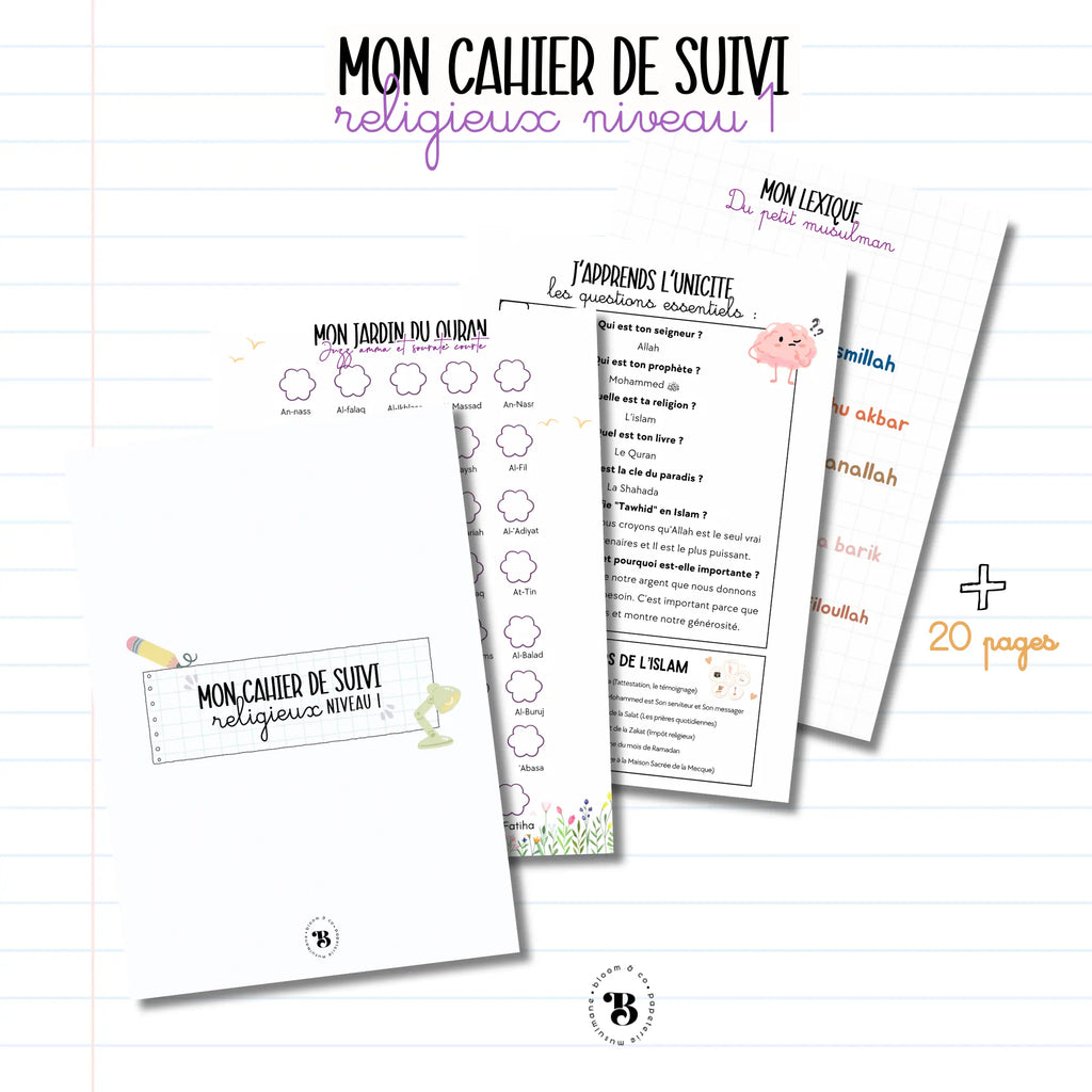 Mon cahier de suivi religieux Bloom and co papeterie