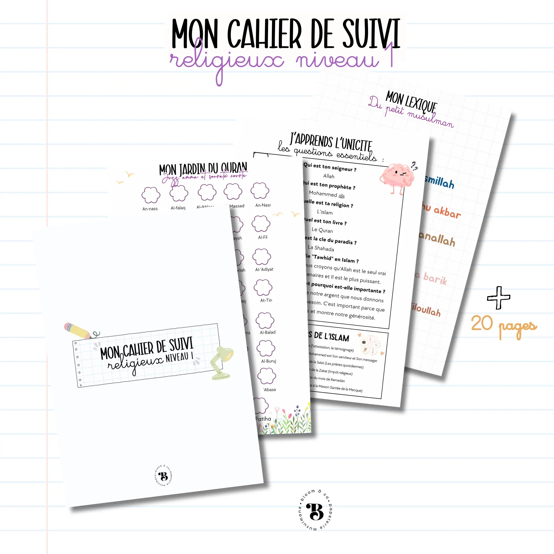 Mon cahier de suivi religieux Bloom and co papeterie