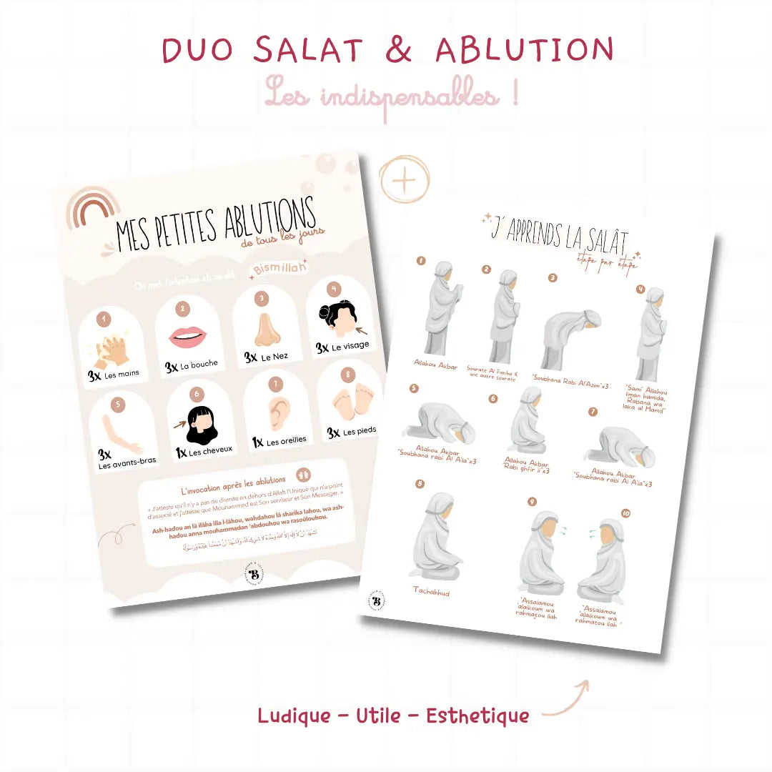 Duo : Prière et ablutions fille et garçon Bloom and co papeterie