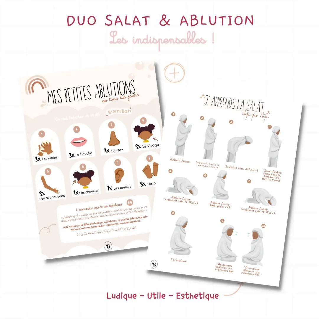 Duo : Prière et ablutions fille et garçon Bloom and co papeterie
