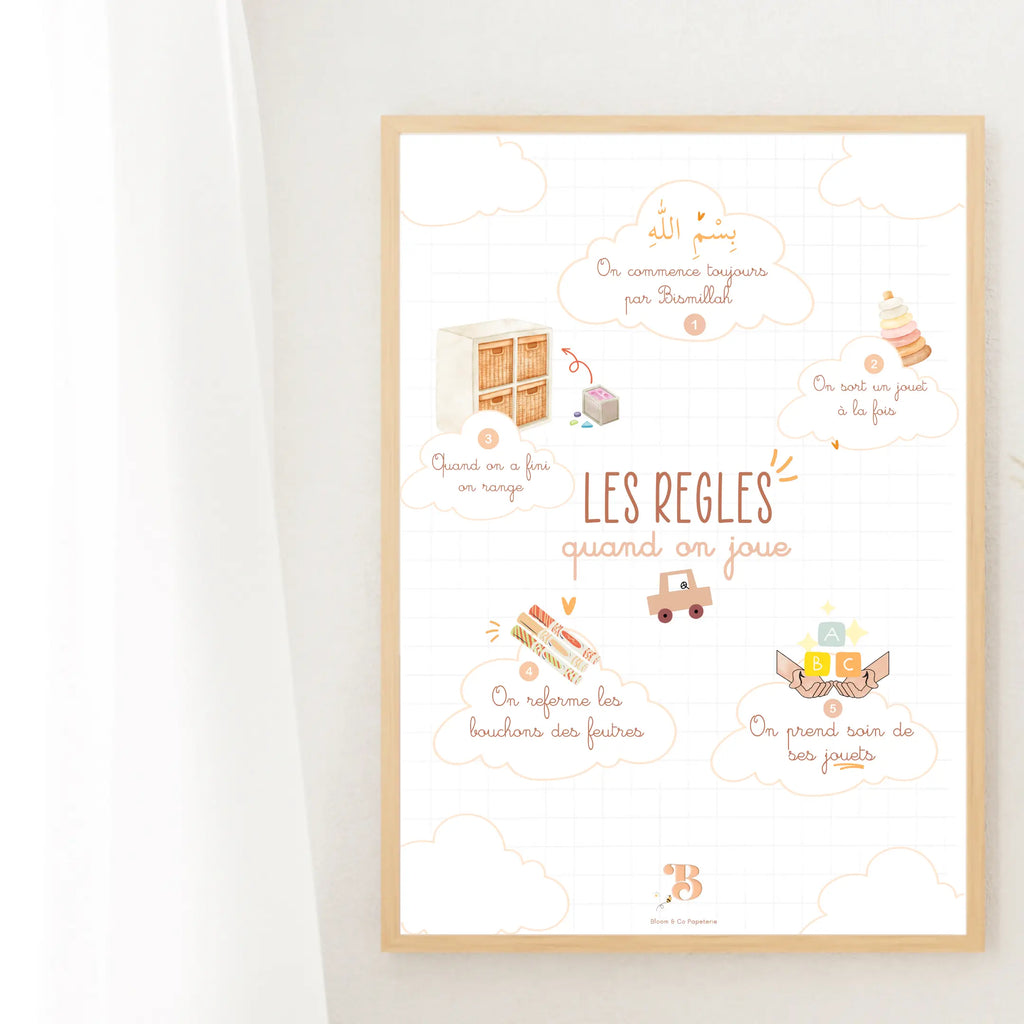 Affiche : Les règles quand on joue Bloom and co papeterie