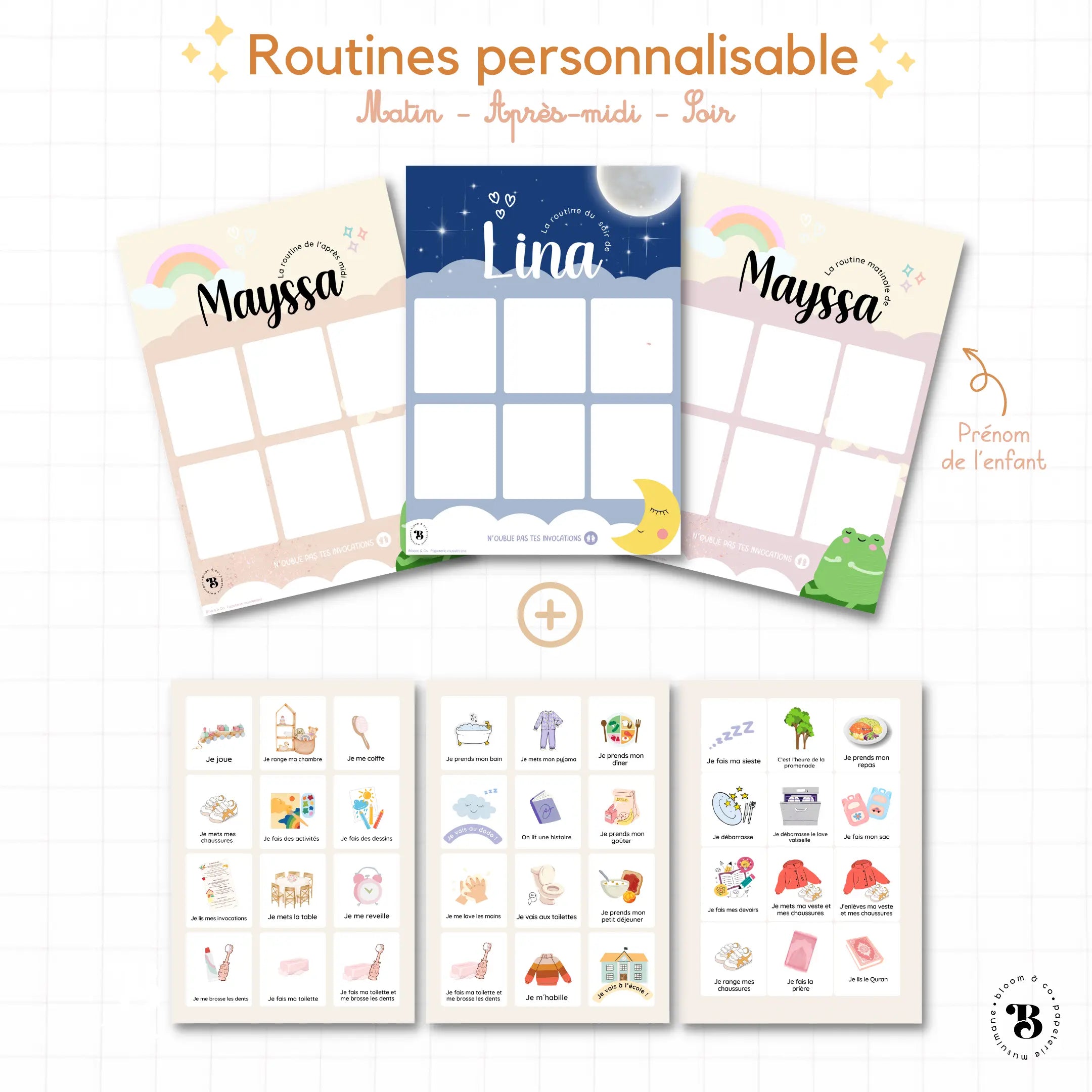 Les Routines | Prénom personnalisable et actions modifiable Bloom and co papeterie