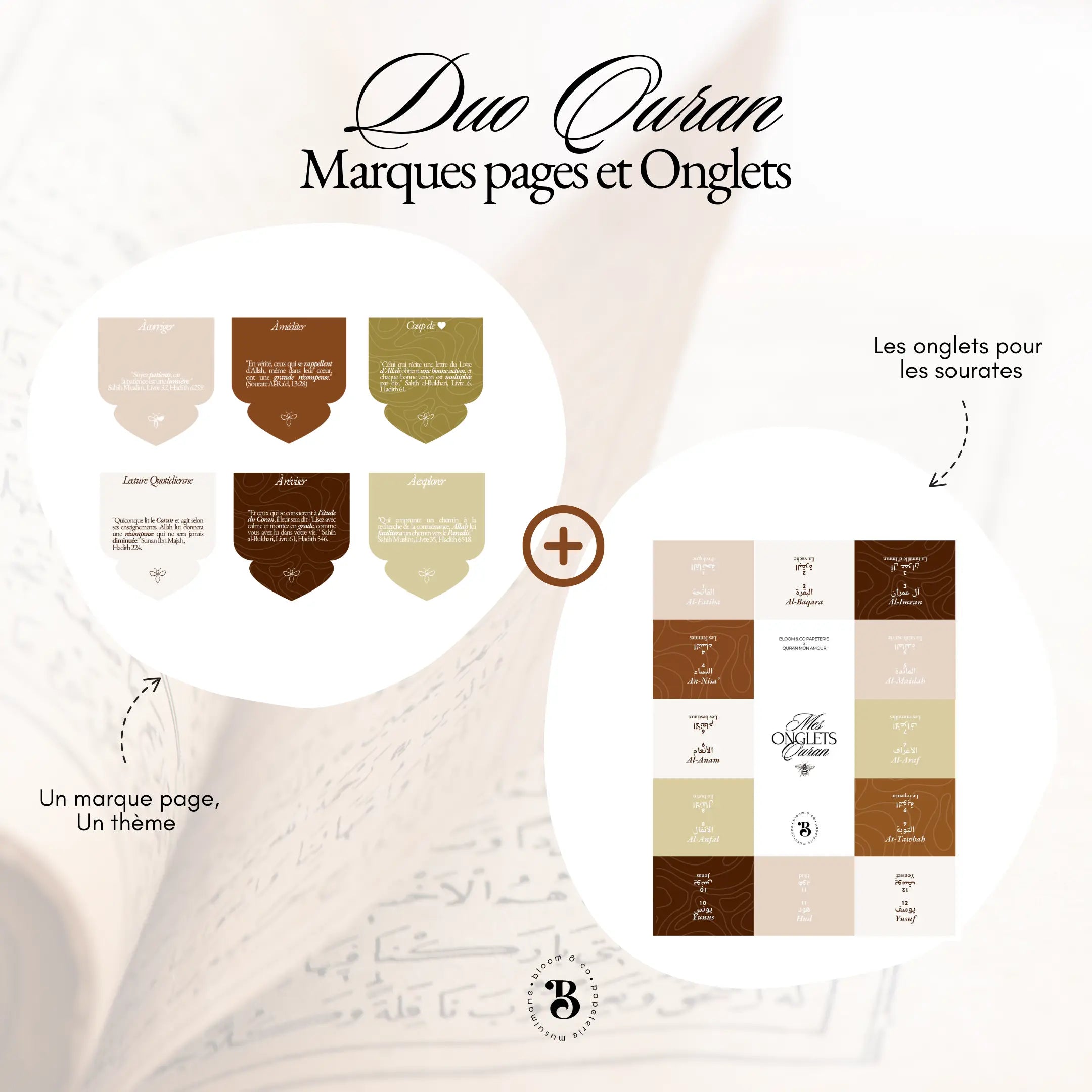 Duo Onglet Quran & Marque-pages aimantés Bloom and co papeterie