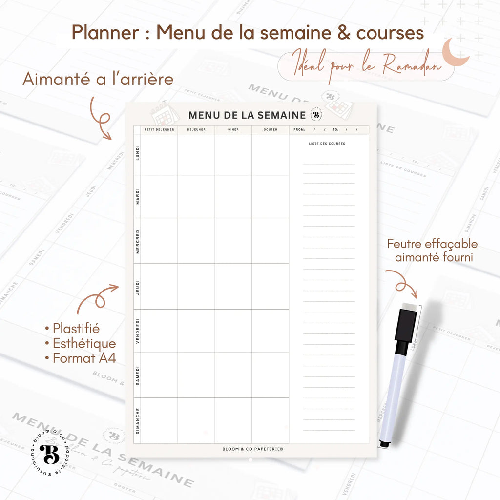 Menu de la semaine Bloom and co papeterie