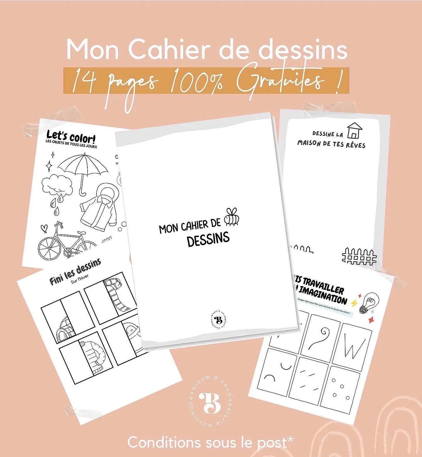 Mon cahier de dessins Bloom and co papeterie